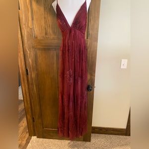 Floor length floral lace dress